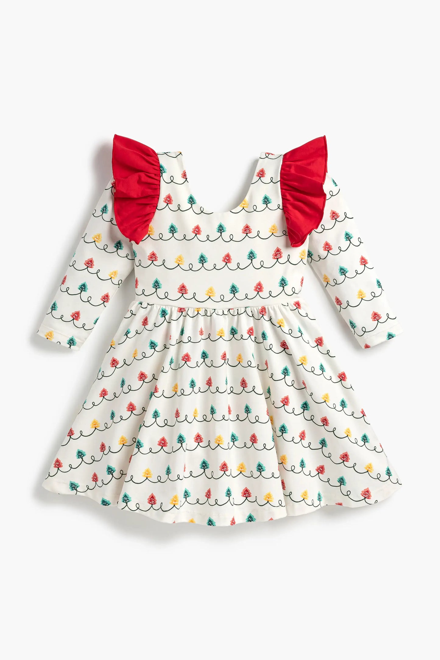 Monica + Andy - Holiday Double Ruffle Let's Dance Dress_Holiday Tree Lights