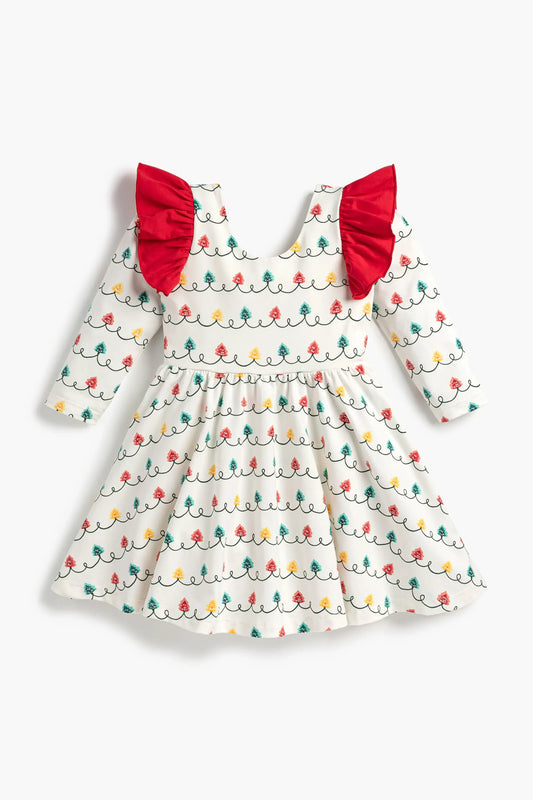 Monica + Andy - Holiday Double Ruffle Let's Dance Dress_Holiday Tree Lights