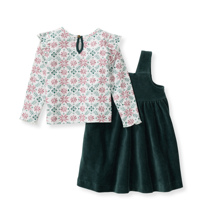Burt's Bees Baby - Poinsettia Fair Isle Organic Girl Tee & Dress Set