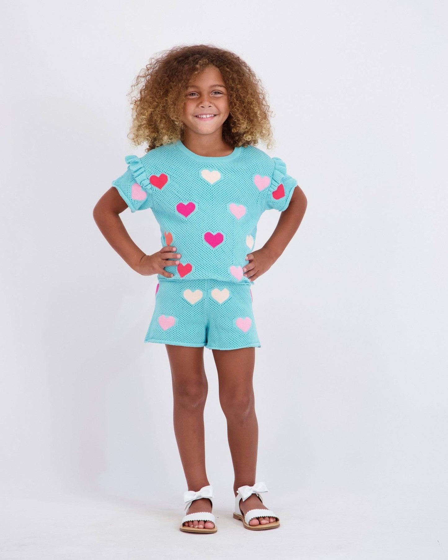 Andy & Evan - Girls Heart Crochet Set | Aqua Hearts