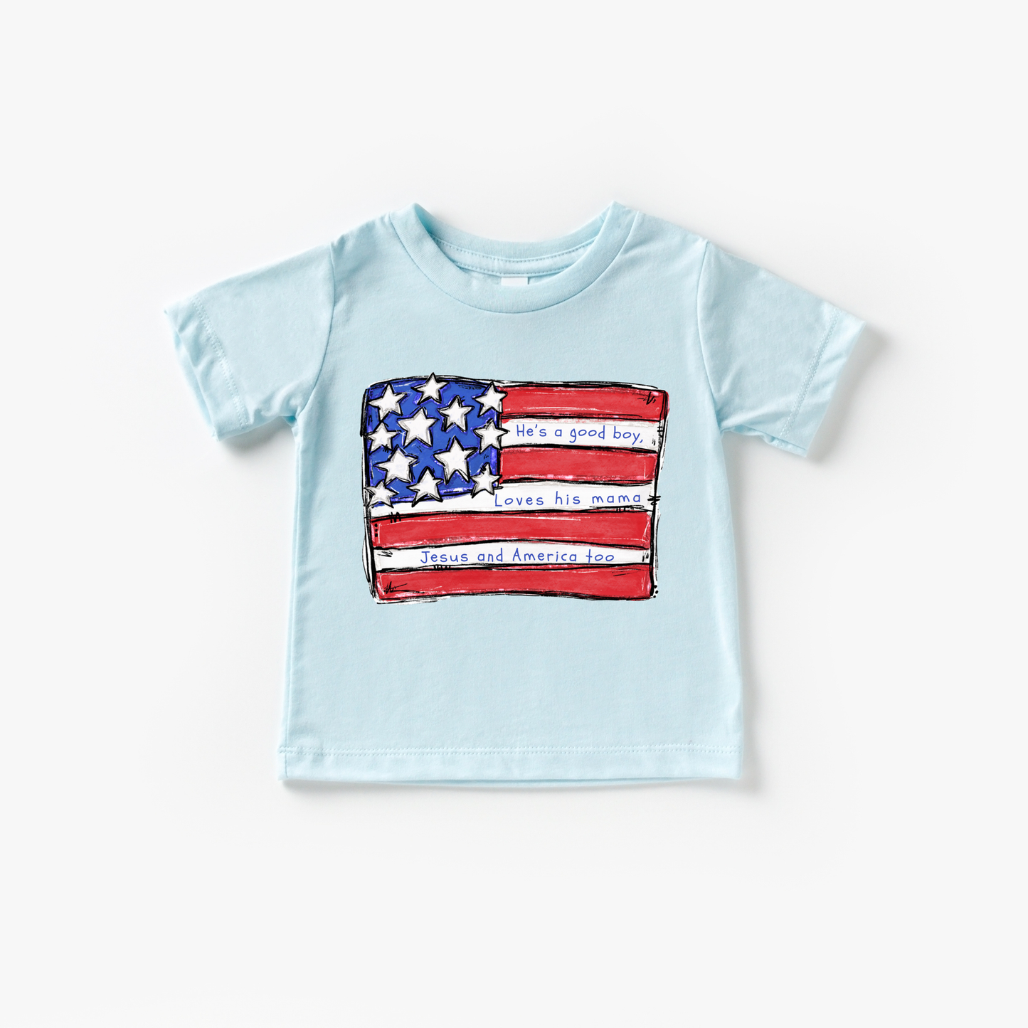 Benny & Ray Apparel - Good Boy Loves Jesus and America Too Boy 4th of July Shirt