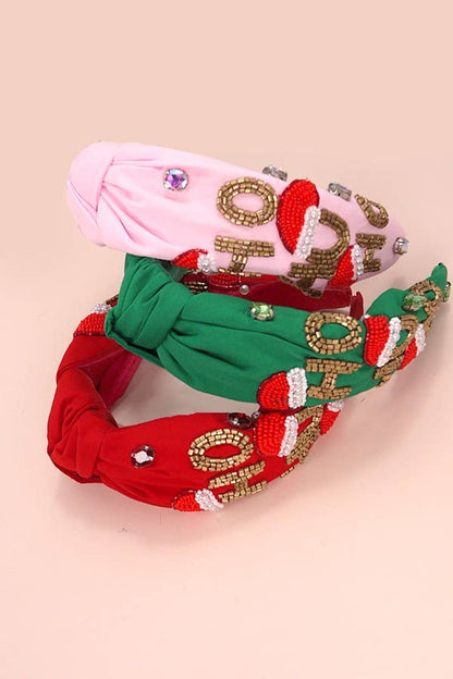 JOSSLYN by wall to wall - HO HO HO CHRISTMAS HOLIDAY SEED BEAD HEADBAND | 91H5240