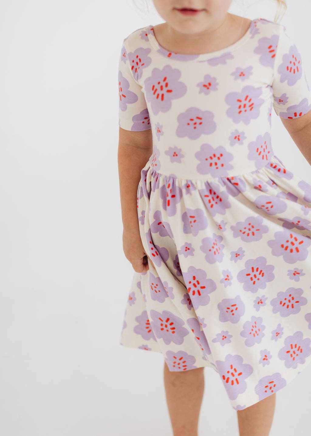 Good Apples Kids - Short Sleeve Twirl Dress in Lavender Blooms Pre-sale