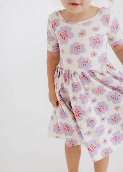 Good Apples Kids - Short Sleeve Twirl Dress in Lavender Blooms Pre-sale