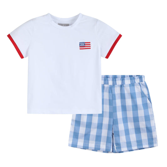 Lil Cactus - Red, White and Blue Shirt and Shorts Set