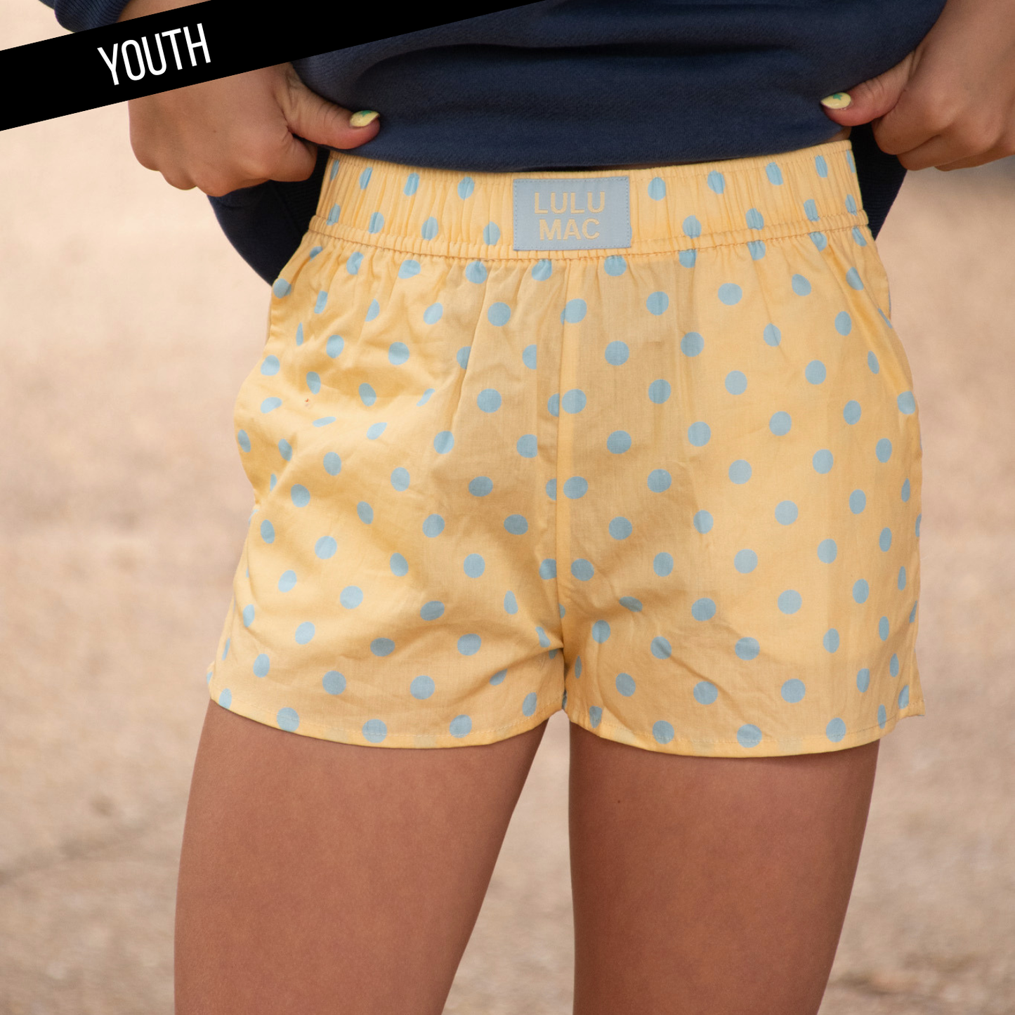 Girlie Girl Originals - LM-KSH-1009-Butter/Light Blue Small Polka Dot KIDS SHORTS