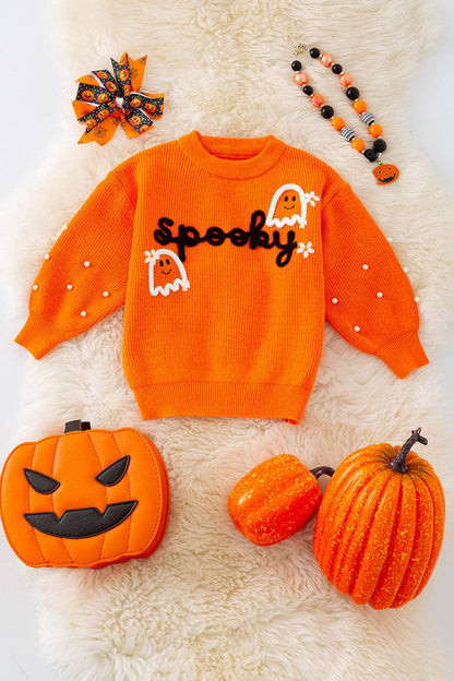 Kids Charm Online - Spooky knit girls sweater with pearl beads. (Available in 3 colors!)