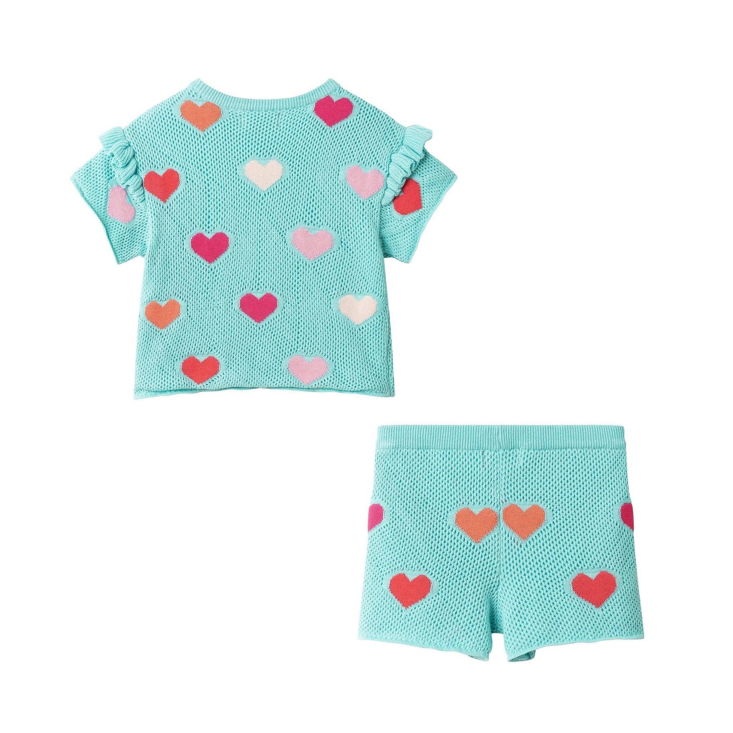 Andy & Evan - Girls Heart Crochet Set | Aqua Hearts