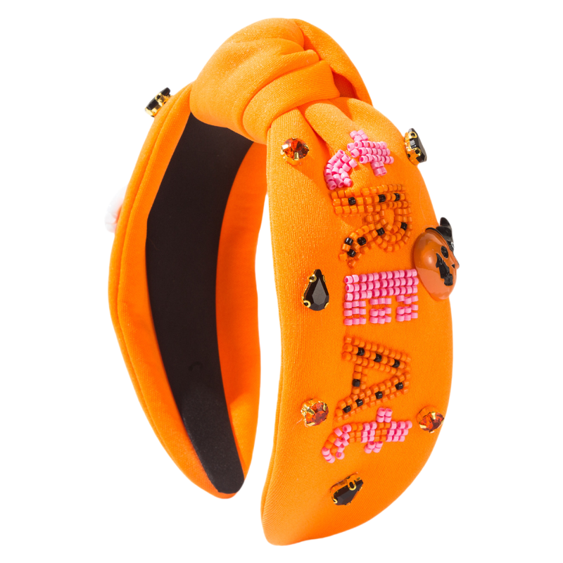 Auraquise - Halloween Fall Pumpkin Corn Headband Seed Beads Rhinestones Pearl Knot