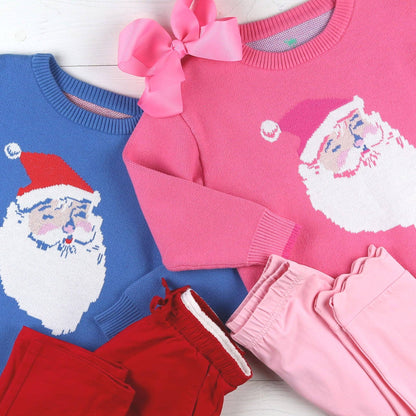 Shrimp and Grits Kids - Sweater - Jolly Blue Santa