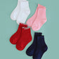 Little Stocking Co. - Ribbed Lettuce Trim Midi Socks - Red/White