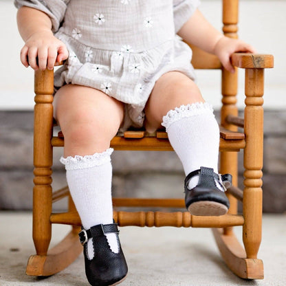 Little Stocking Co. - White Lace Top Knee High Socks