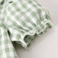 Rylee Faith Designs - Fall Halloween & Thanksgiving Pumpkin Applique Plaid Green Girls Dress