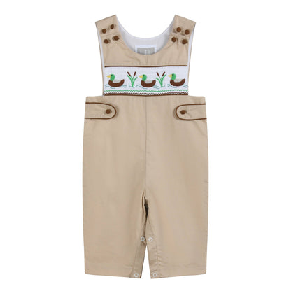 Lil Cactus - Light Brown Mallard Smocked Overalls