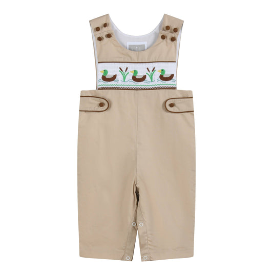 Lil Cactus - Light Brown Mallard Smocked Overalls