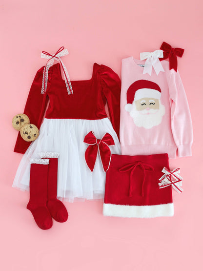 Little Stocking Co. - Santa Baby Lace Top Knee High Socks