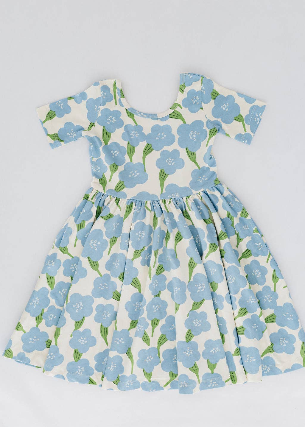 Good Apples Kids - Short Sleeve Twirl Dress in Blue Garden Pre-sale