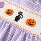 Rylee Faith Designs - Fall Halloween Purple Balloon Pumpkin Cat Smock Embroidery Baby Girl Dress