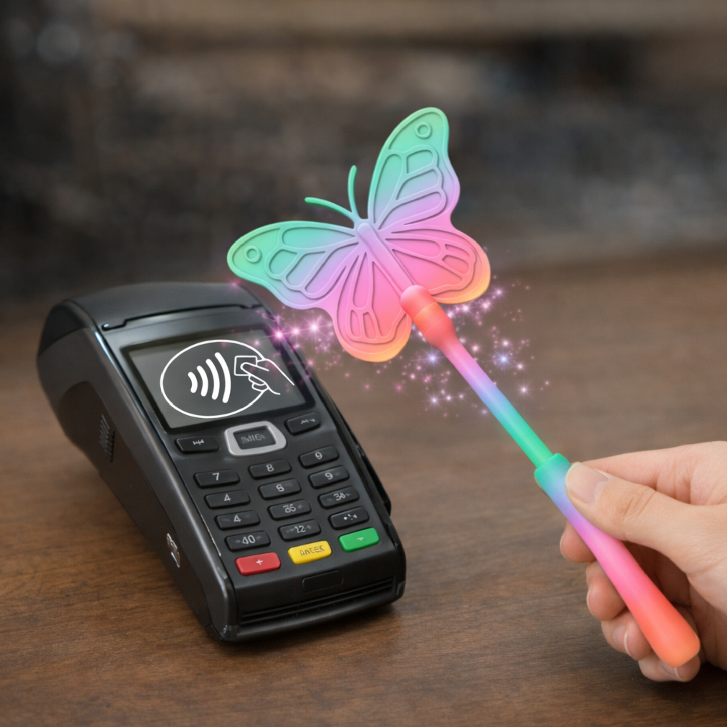 LRB Handmade Creations - Tap to Pay Butterfly Wand - 3D Printed Credit Card Holder