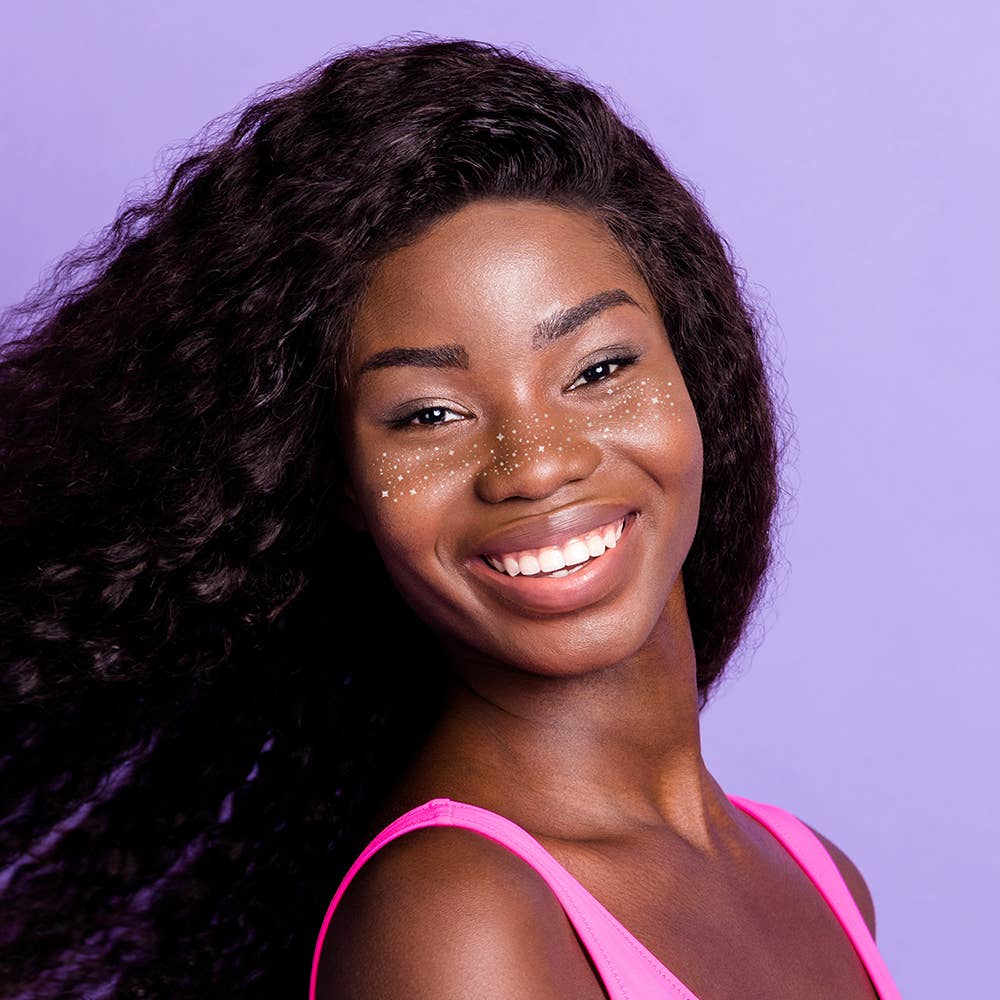 Flash Tattoos - GALACTIC SILVER FACE FRECKLES metallic temporary tattoos