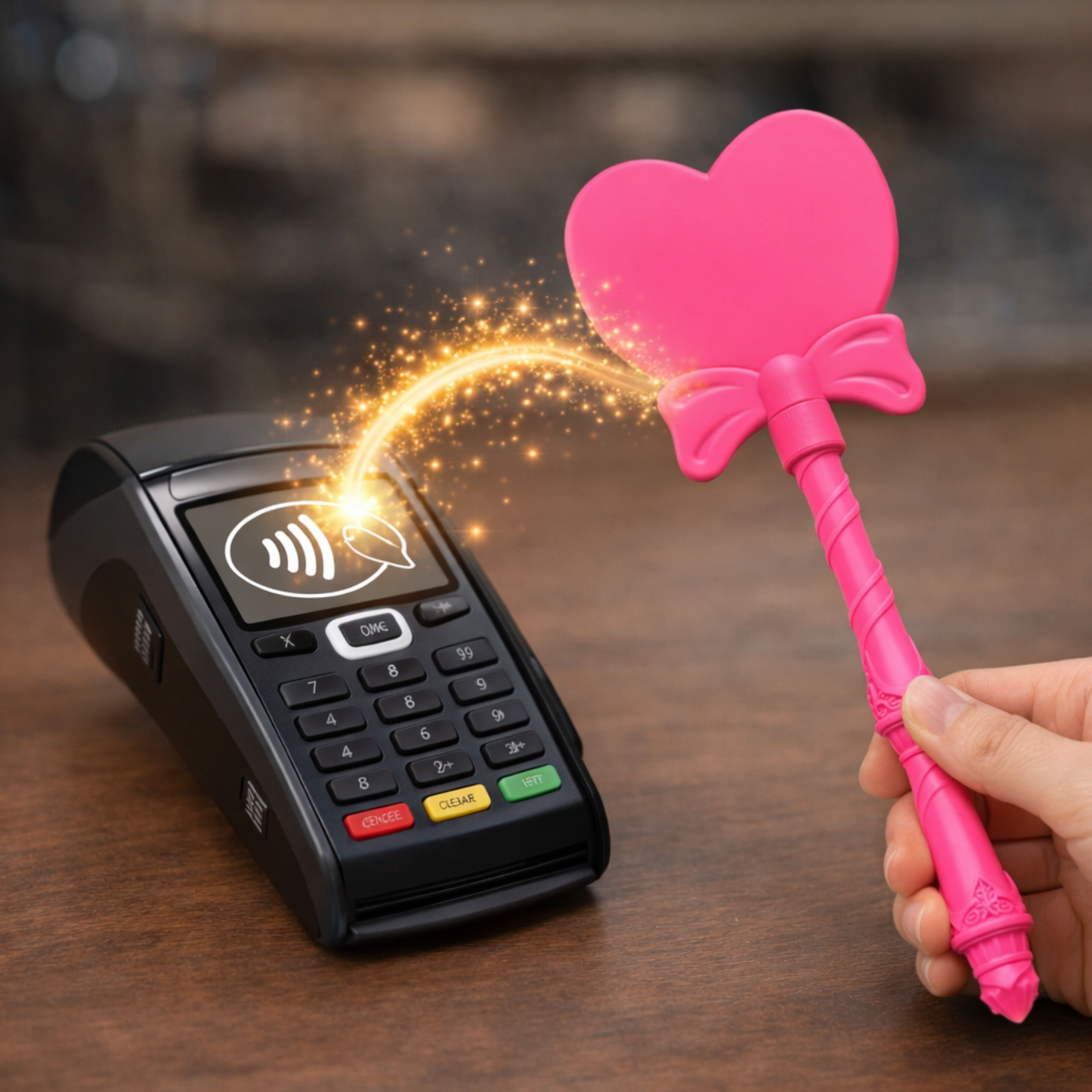 LRB Handmade Creations - Tap to Pay Heart Wand - 3D Printed Credit Card Holder