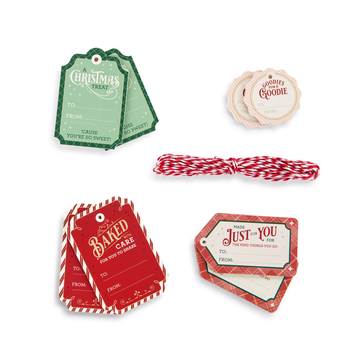 DEMDACO - Holiday Baking Gift Tags with Twine - Set of 24