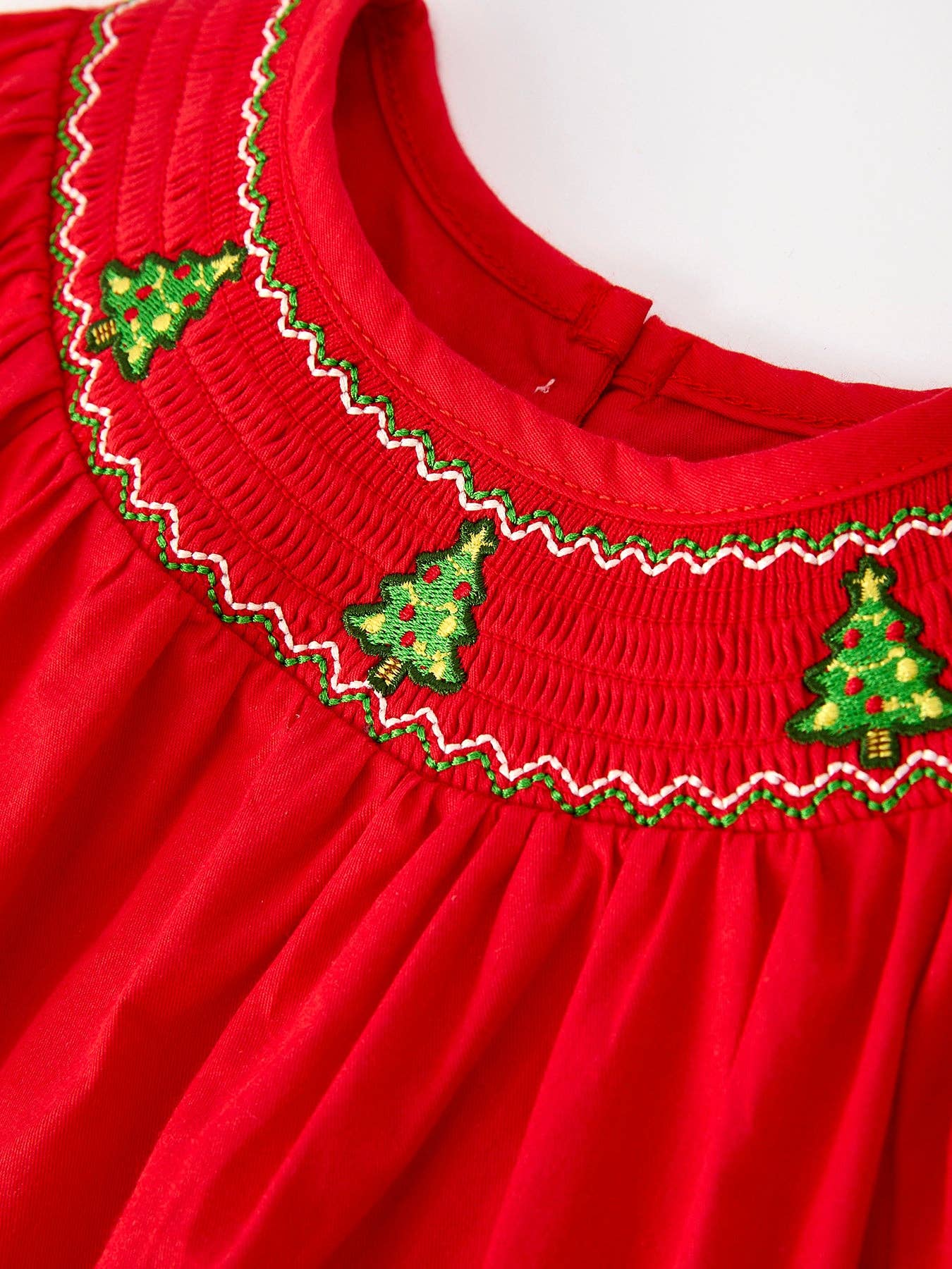 Rylee Faith Designs - Christmas Girls Dress : Adorable Green Christmas Tree Embroidery