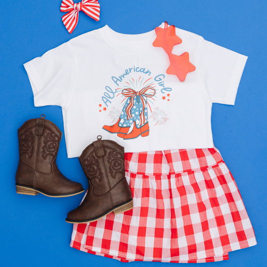 Benny & Ray Apparel - All American Girl Cowboy Boots 4th of July Shirt