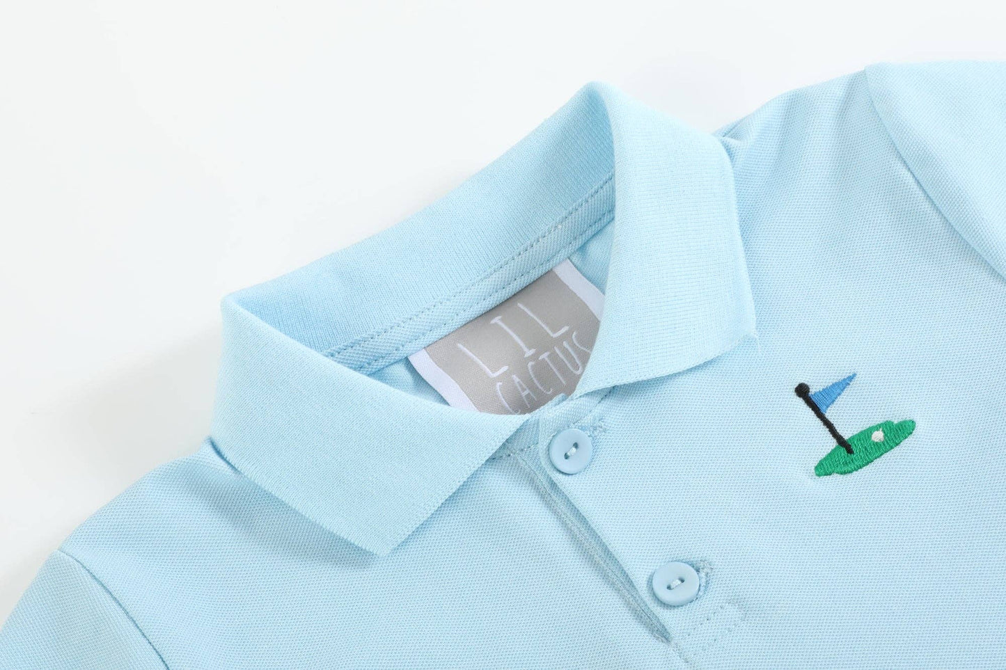 Lil Cactus - Light Blue Golf Hole Polo Shirt