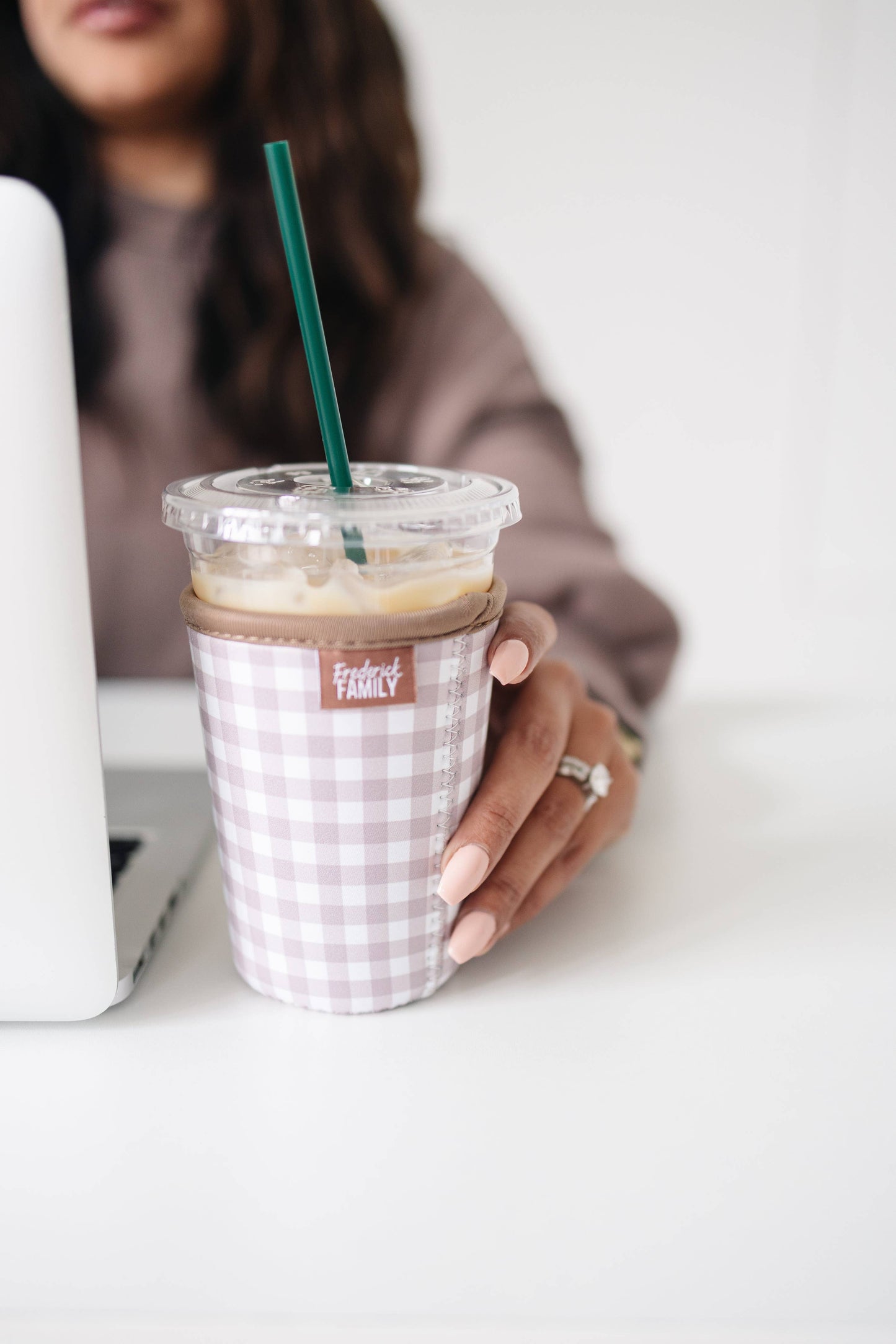 Frederick Family Co. - Iced Coffee Sleeve, Cute Reusable  Cup Holder Drink Sleeve, Coffee Lover Gift, Cold Drink Sleeve for Iced Coffee Cups