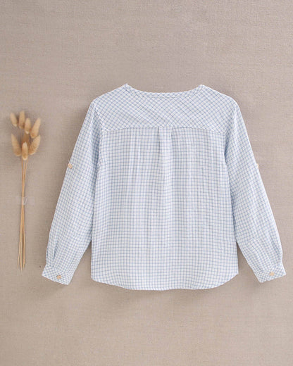 Dadati - Pastel blue checkered boy's shirt