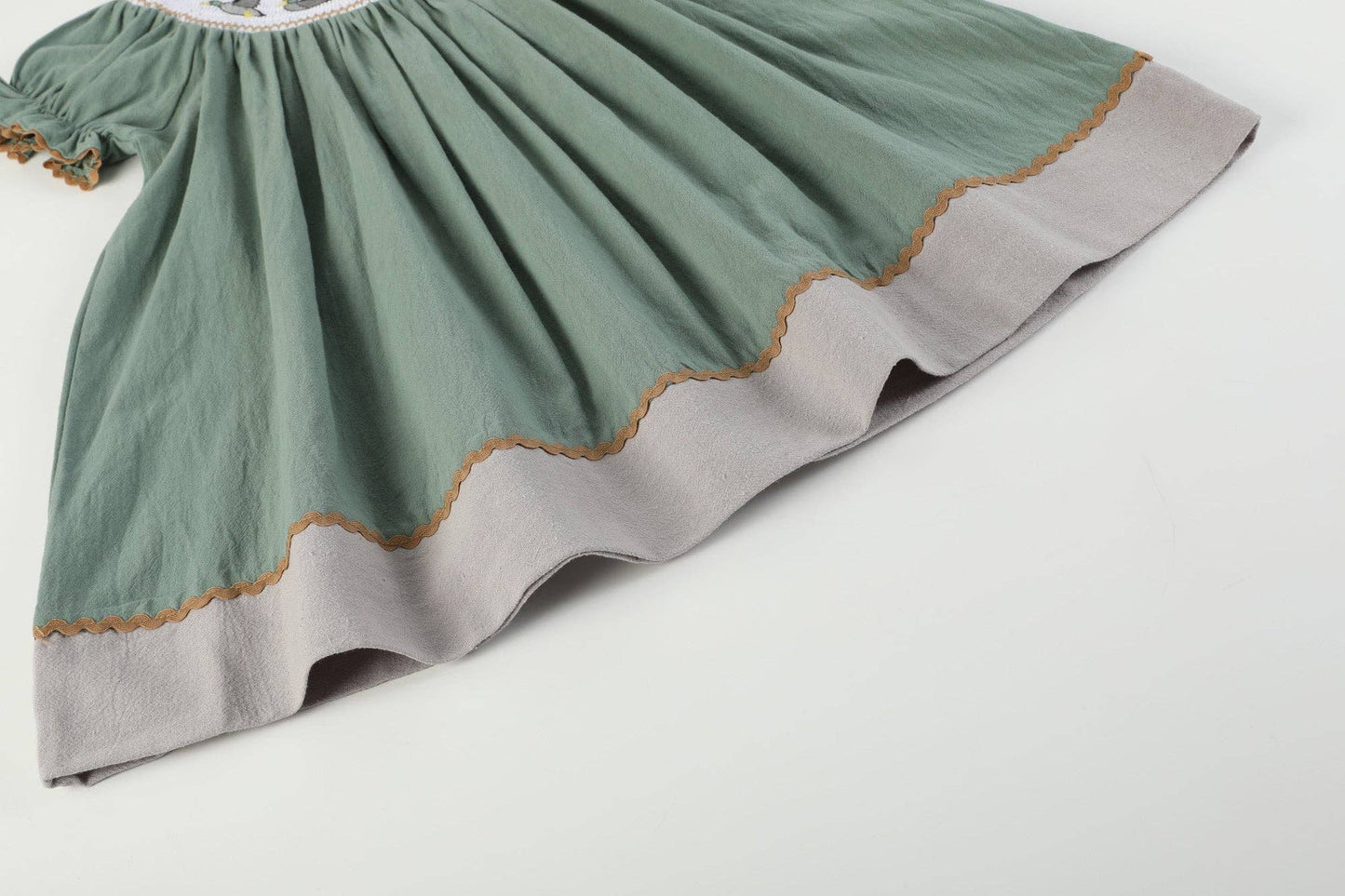 Lil Cactus - Sage Green Mallard Smocked Bishop Dress