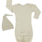 MONAG - Organic Long Sleeve Baby gown and knotted Beanie Gift Set