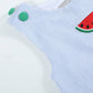 Light Blue Seersucker Watermelon Shortalls