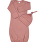 MONAG - Organic Long Sleeve Baby gown and knotted Beanie Gift Set