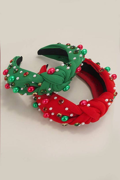 JOSSLYN by wall to wall - CHRISTMAS JINGLE BELL SEED BEAD HAIR BAND HEADBAND | 40HB156