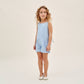 Dadati - Blue plumeti girl's romper with maxi bow