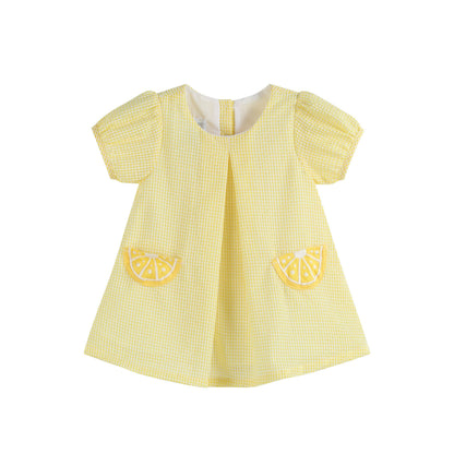 Lil Cactus - Yellow Lemon Dress and Panty Cover Set
