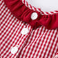 Rylee Faith Designs - Roll Tide Embroidery Gingham Baby Girl Romper with Red Bow