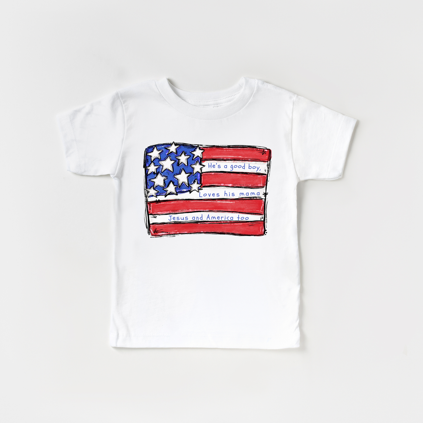Benny & Ray Apparel - Good Boy Loves Jesus and America Too Boy 4th of July Shirt