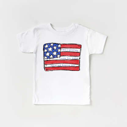 Benny & Ray Apparel - Good Boy Loves Jesus and America Too Boy 4th of July Shirt