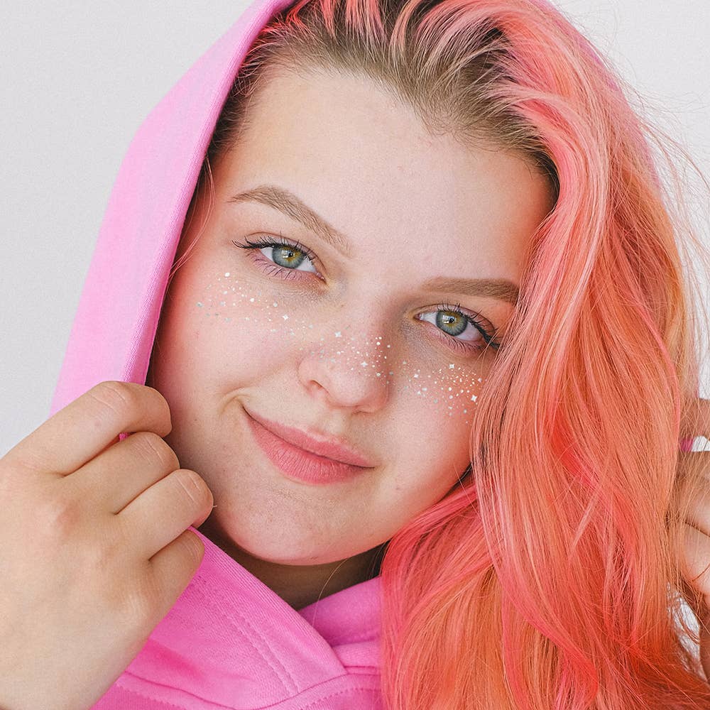 Flash Tattoos - GALACTIC SILVER FACE FRECKLES metallic temporary tattoos