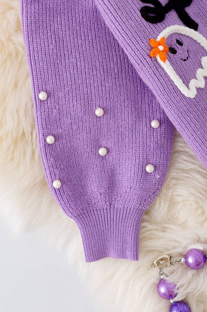 Kids Charm Online - Spooky knit girls sweater with pearl beads. (Available in 3 colors!)