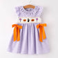 Rylee Faith Designs - Fall Halloween Purple Balloon Pumpkin Cat Smock Embroidery Baby Girl Dress