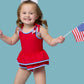 RuffleButts + RuggedButts - Girls Vintage Red Crochet Detail Peplum One Piece Swimsuit