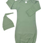 MONAG - Organic Long Sleeve Baby gown and knotted Beanie Gift Set