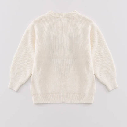 Auraquise - Girls Fall Halloween White Black Ghost Cute Sweater
