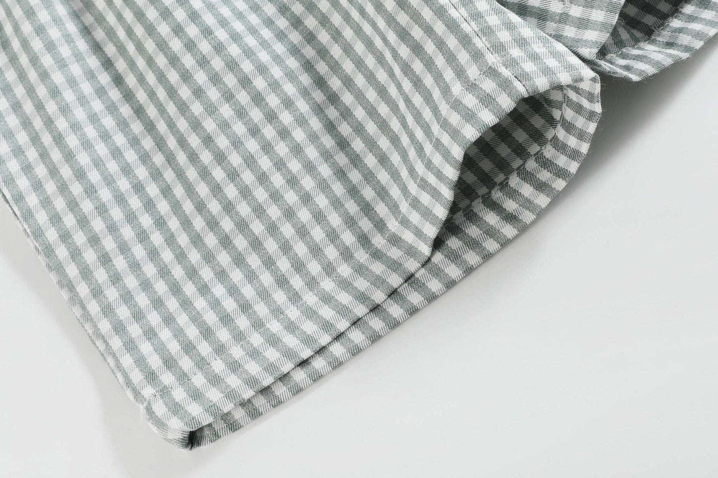 Lil Cactus - White Dinosaur Smocked Tee and Green Gingham Shorts Set