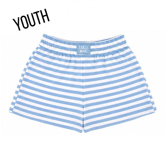 Girlie Girl Originals - KD-MC-STRIPE MONOCHROME PATCH YOUTH SHORT-LIGHT BLUE