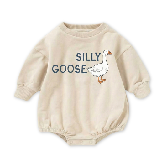 bug + bean kids - Organic Cotton French Terry Bubble Romper - Silly Goose